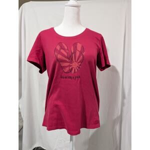 Life Is Good Livin On A Pair Flip Flops Classic Fit Shirt Women's Medium Pink